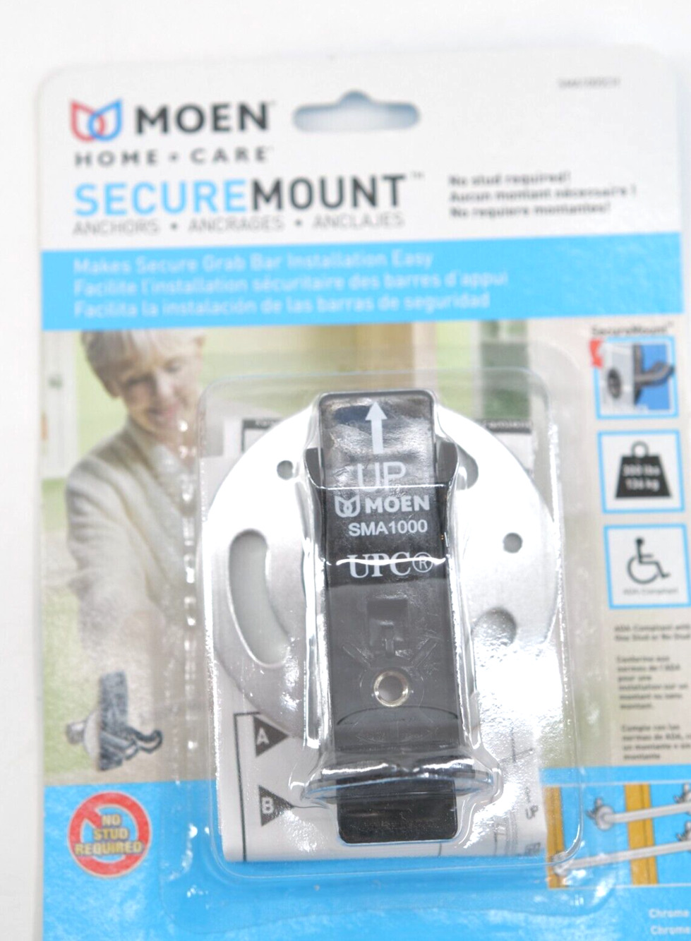 Secure mount Moen SMA1005CH Home Care Grab Bar Mounting Anchor Chrome